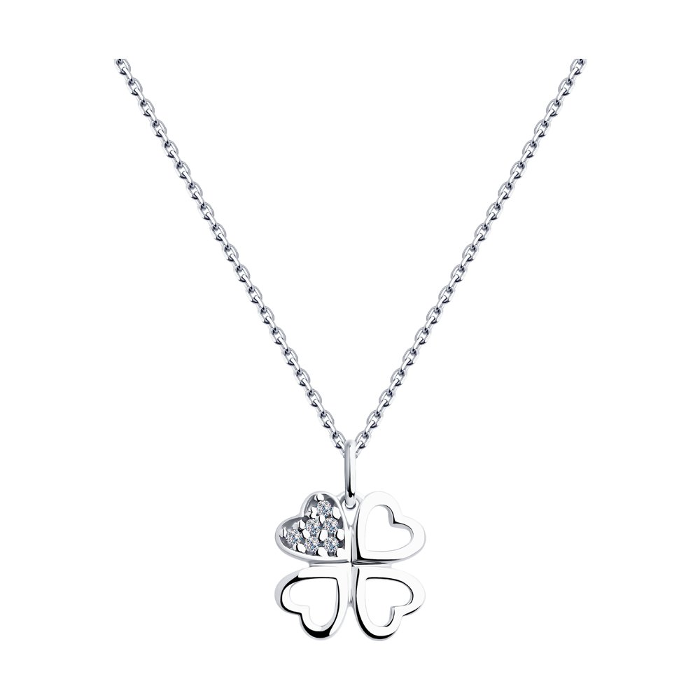 

Колье из серебра 40 см SOKOLOV 94070267, фианит, 94070267