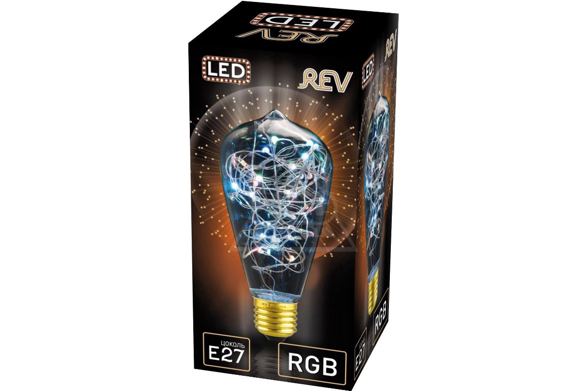 фото Лампочка светодиодная led, vintage rgb starry st64 e27 deco premium rev