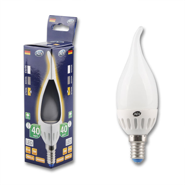 фото Лампочка светодиодная led, свеча на ветру е14 3w 4000k холодный свет rev