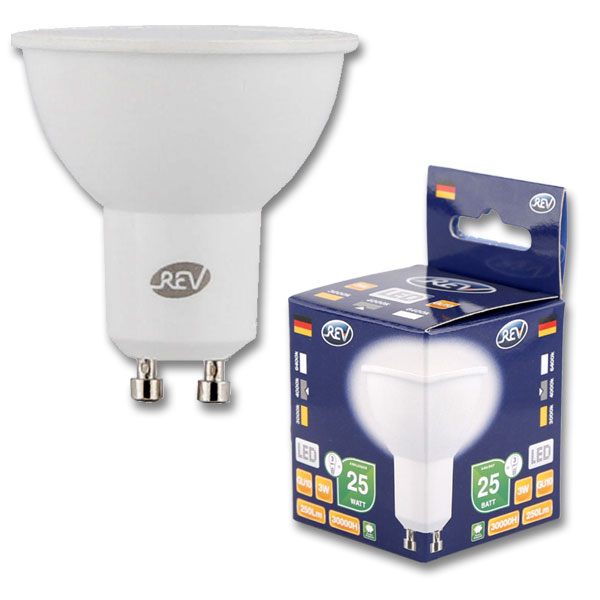 фото Лампочка светодиодная led, par16 gu10 3w 4000k холодный свет rev