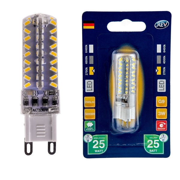 

Лампочка светодиодная LED, G9 3W 2700K теплый свет