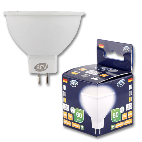 фото Лампочка светодиодная led, mr16 gu5.3 7w 4000k холодный свет rev