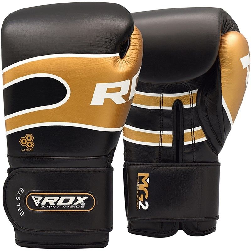 Боксерские перчатки RDX Pro S7 золотисто-черные, 12 унций