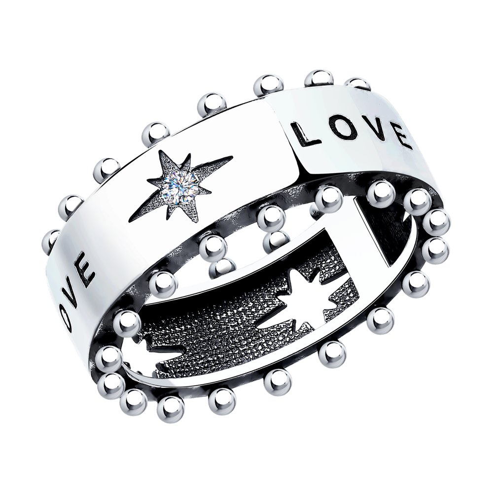 Серебряное кольцо весом 17,5 граммов, изготовленное SOKOLOV, с маркировкой 95010130, украшено фианитом.