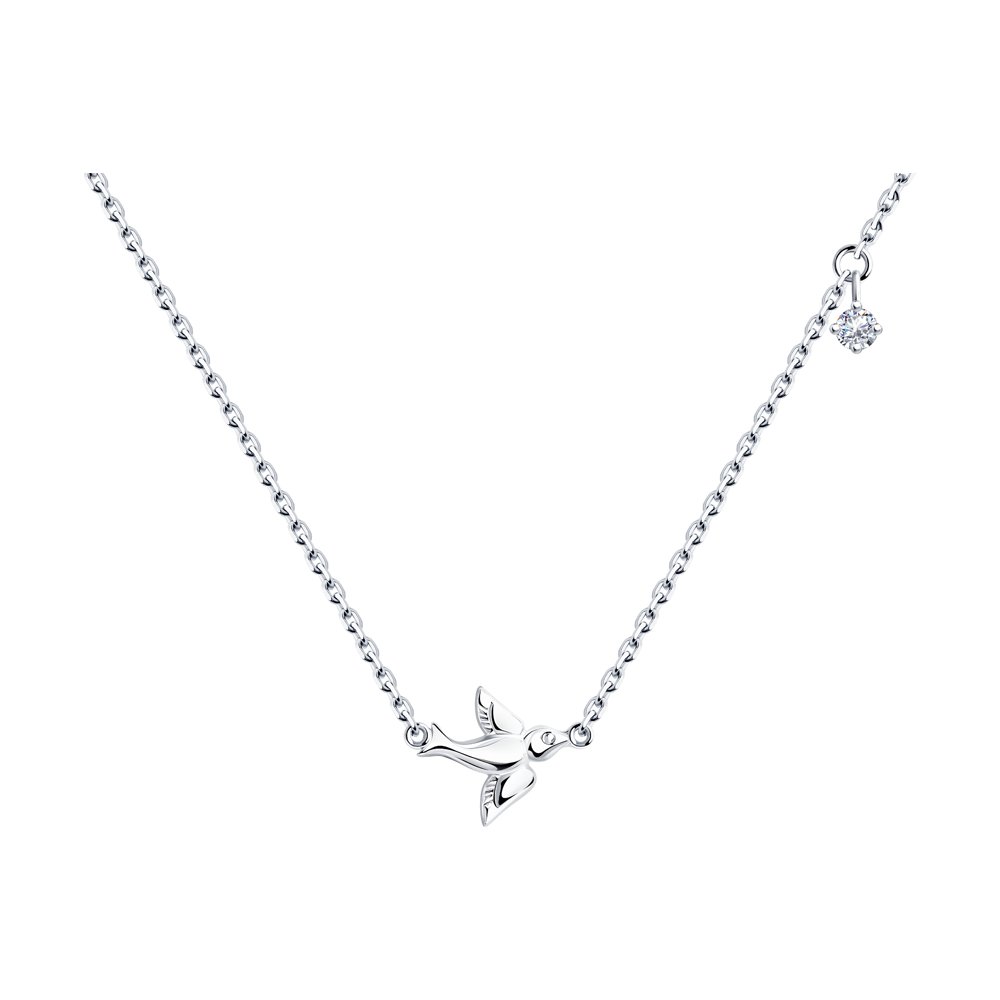 

Колье из серебра 45 см SOKOLOV 94070451, фианит, 94070451