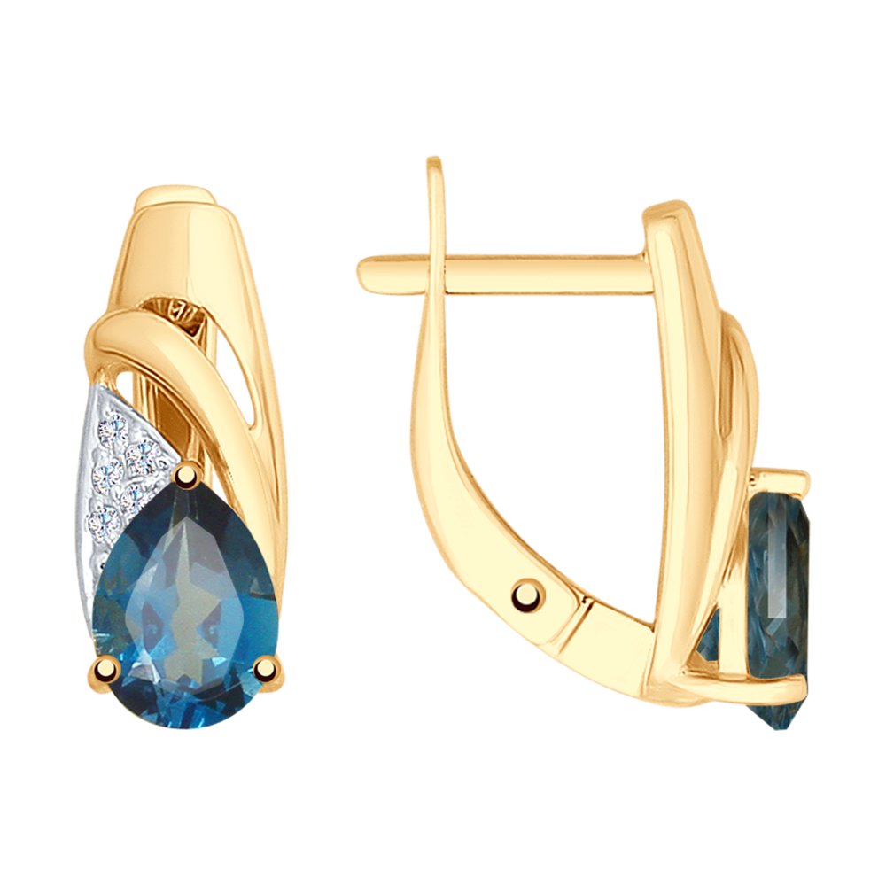 

Серьги женские из золота SOKOLOV 725598, топаз/фианит, 725598
