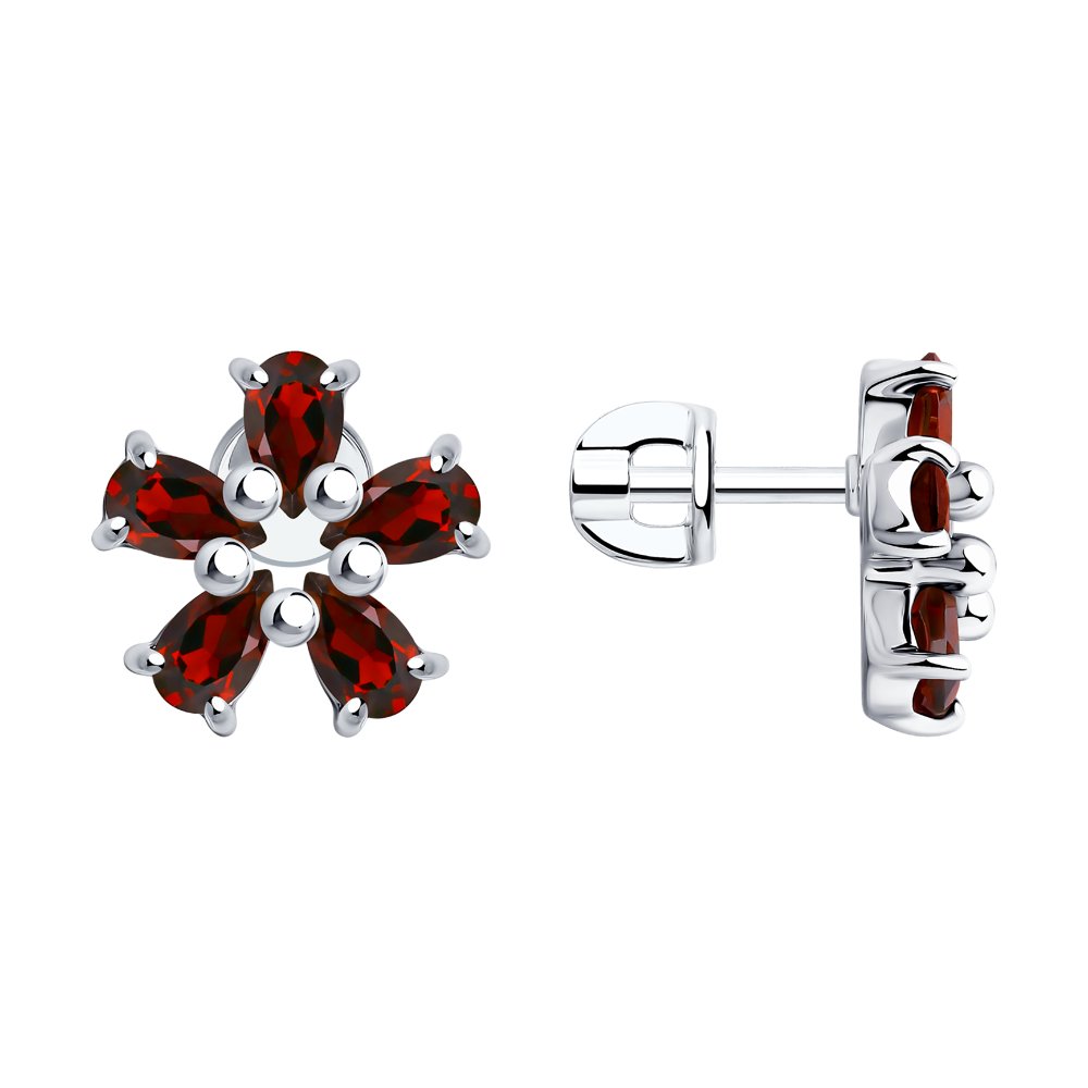 

Серьги-пусеты из серебра Diamant 94-320-00347-1, гранат, 94-320-00347-1