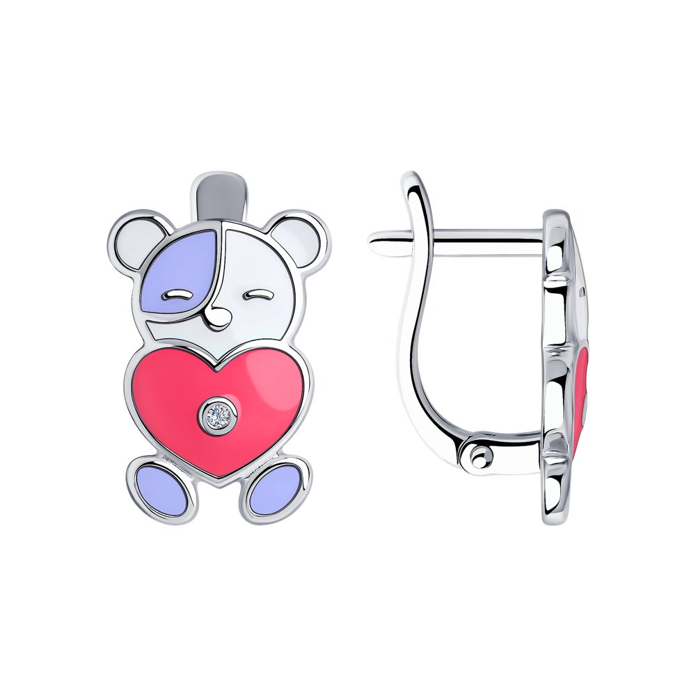 

Серьги женские из серебра SOKOLOV 94024326, фианит/эмаль, 94024326