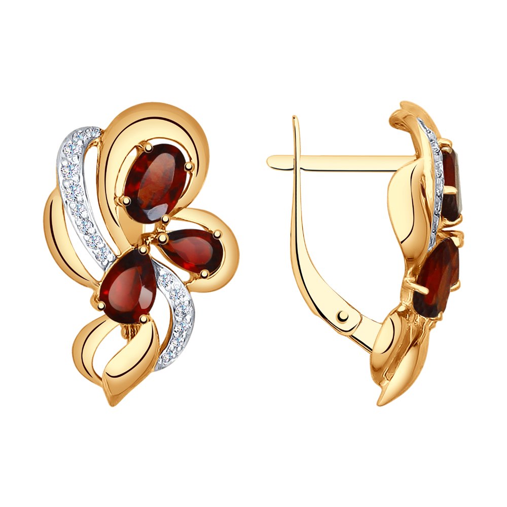 

Серьги женские из золота SOKOLOV 724994, гранат/фианит, 724994