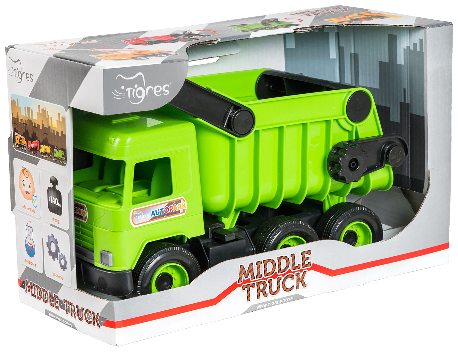 

Машинка Тигрес Middle truck самосвал зеленый
