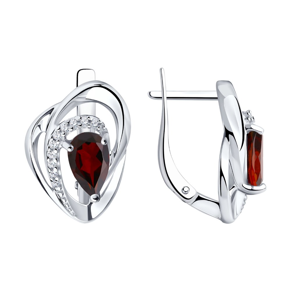 

Серьги из серебра Diamant 94-320-00630-2, гранат/фианит, 94-320-00630-2