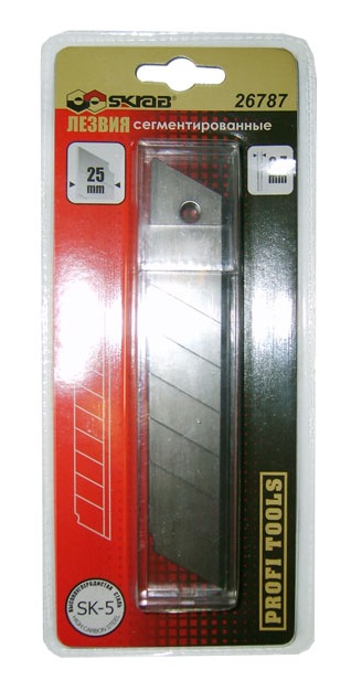 Лезвия сменные 0,7мм В-25мм 10шт SKRAB 26787 лезвия 18 мм kraft сменные для ножа 10шт