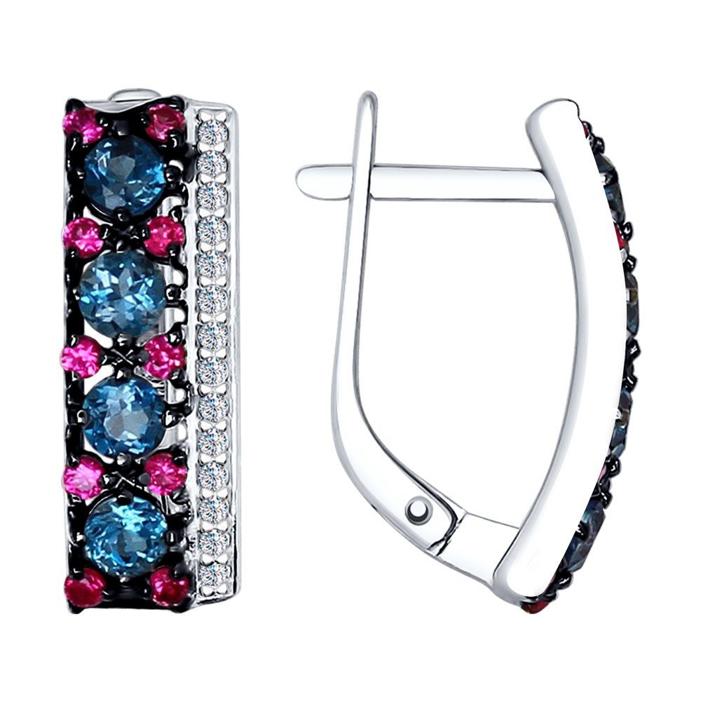 

Серьги женские из серебра SOKOLOV 92021446, корунд/топаз/фианит, 92021446