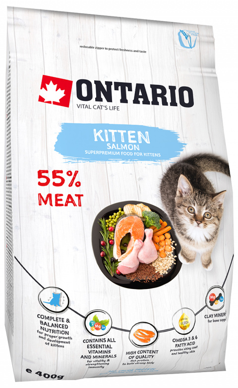 Сухой корм для котят Ontario , лосось,  0.4кг