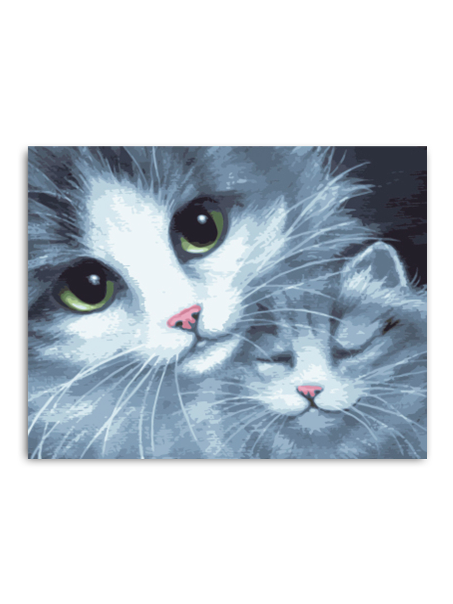 фото Набор для рисования по номерам тм цветной кошка с котенком