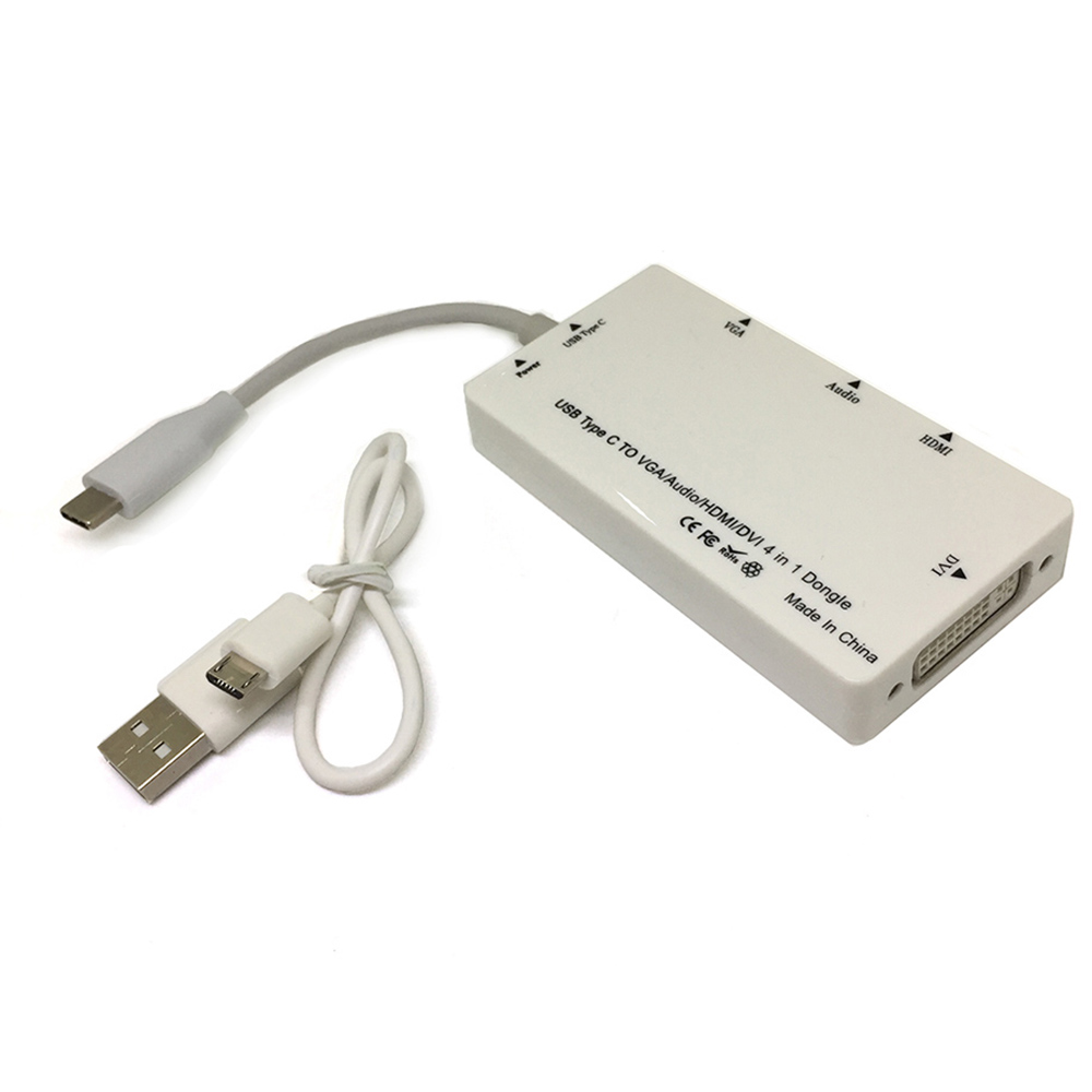 

Адаптер Espada USB Type-C-HDMI/DVI/VGA , M-F White ETYC4IN1, Белый, ETYC4IN1