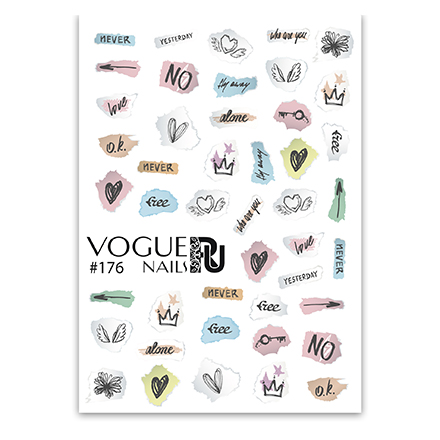 

Слайдер-дизайн Vogue Nails цветной сердечки надписи предметы