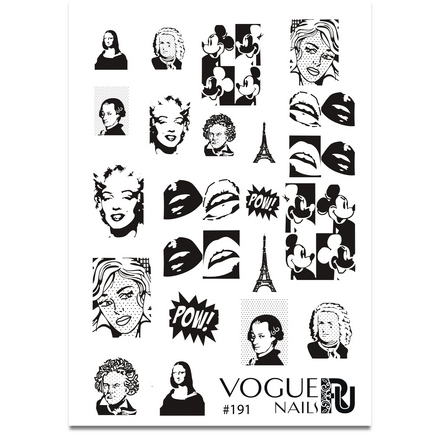 Слайдер-дизайн Vogue Nails черный лица губы