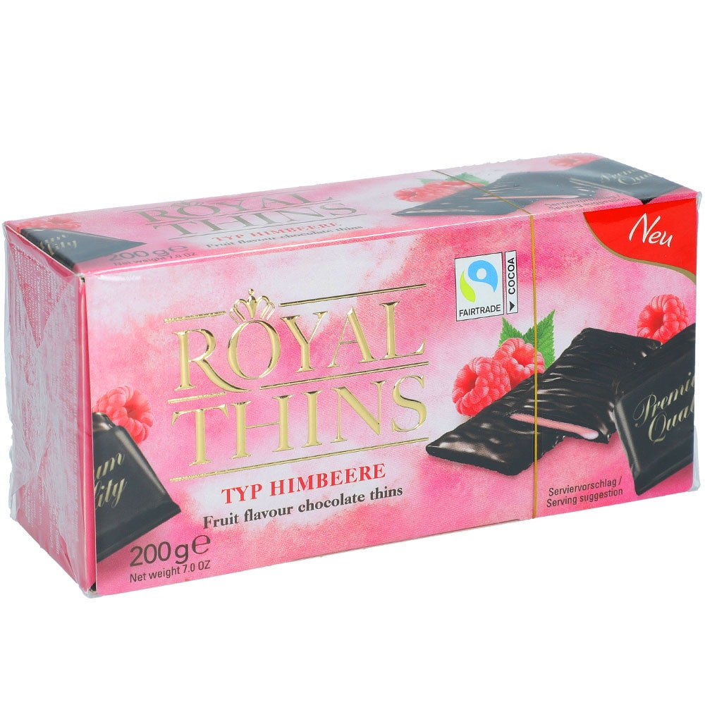 Шоколадные плитки Halloren  Royal Thins темный cо вкусом малины 200г.