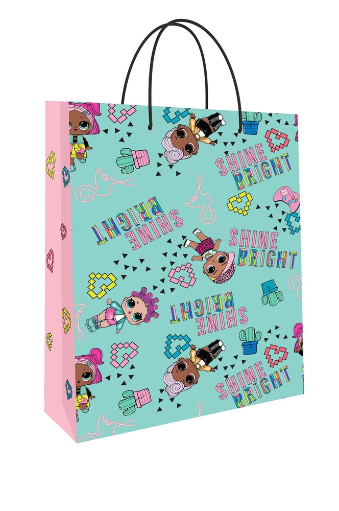 

Пакет подарочный большой L.O.L Surprise! (мятный, розовый), 250x350x100 мм