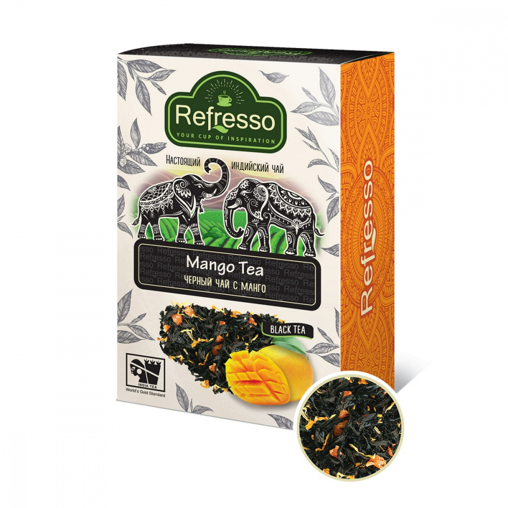 

Чай Refresso Mango Tea, черный крупнолистовой, с добавками, 250 гр