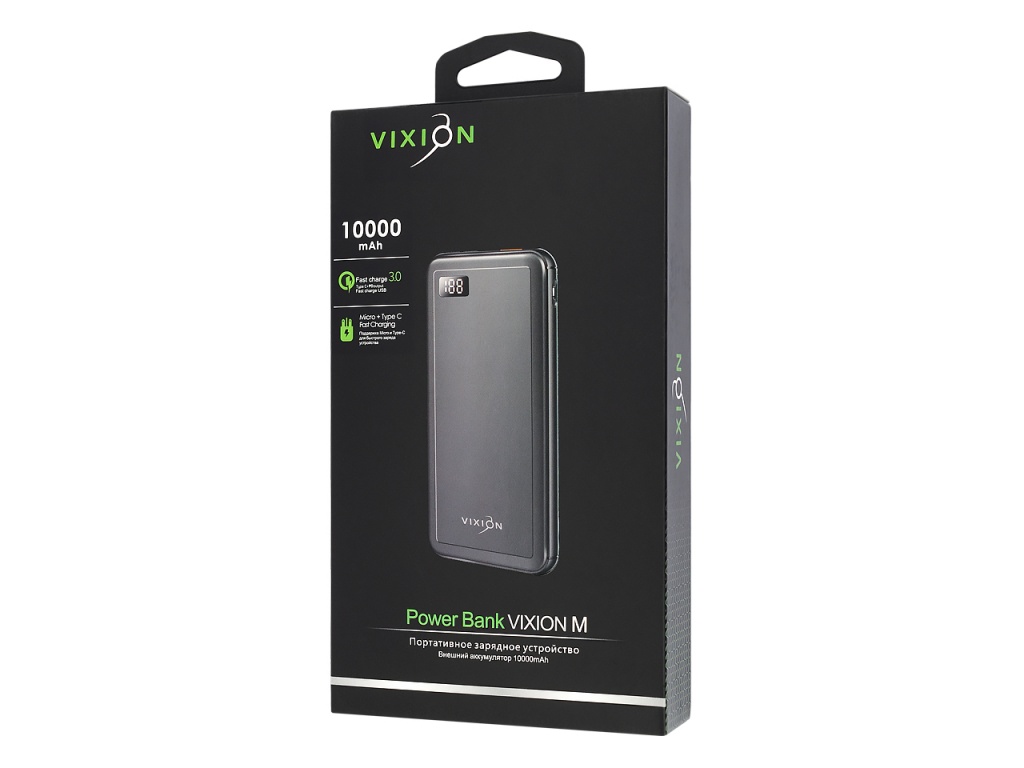 

Внешний аккумулятор Vixion DP-19 10000mAh Fast Charge (Type-C) Black