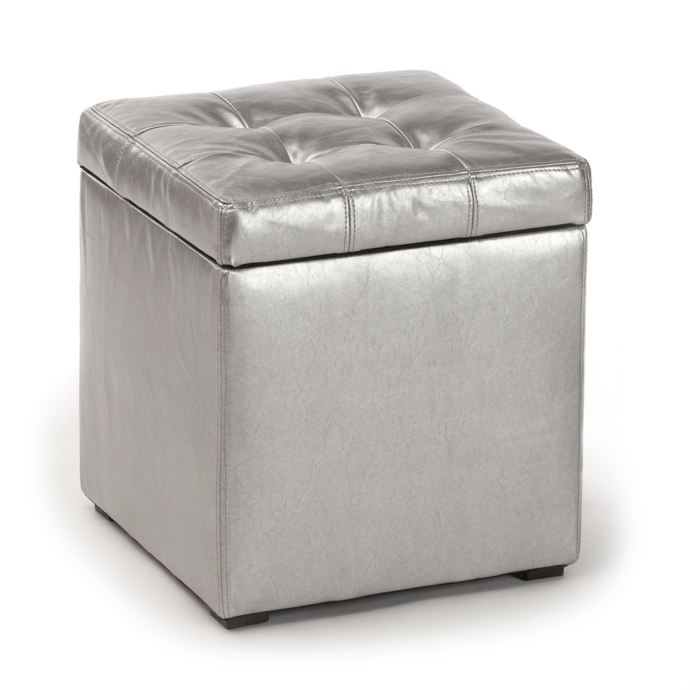 фото Пуф люкс с ящиком серебро шарм-дизайн