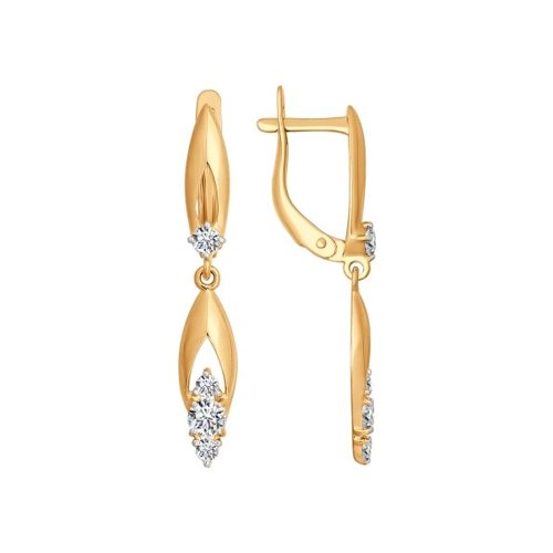 

Серьги подвески из желтого золота SOKOLOV 026663, фианит, 026663