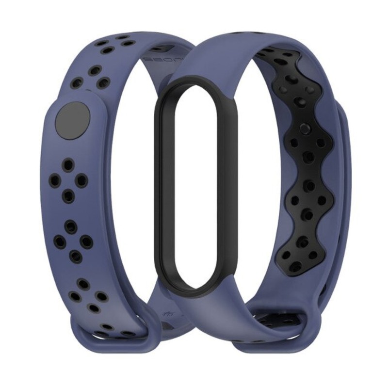 

Ремешок Mijobs для Xiaomi Mi Band 5, двухцветный с перфорацией (Dark Blue/Black)