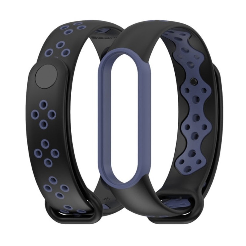 

Ремешок Mijobs для Xiaomi Mi Band 5, двухцветный с перфорацией (Black/Dark Blue)