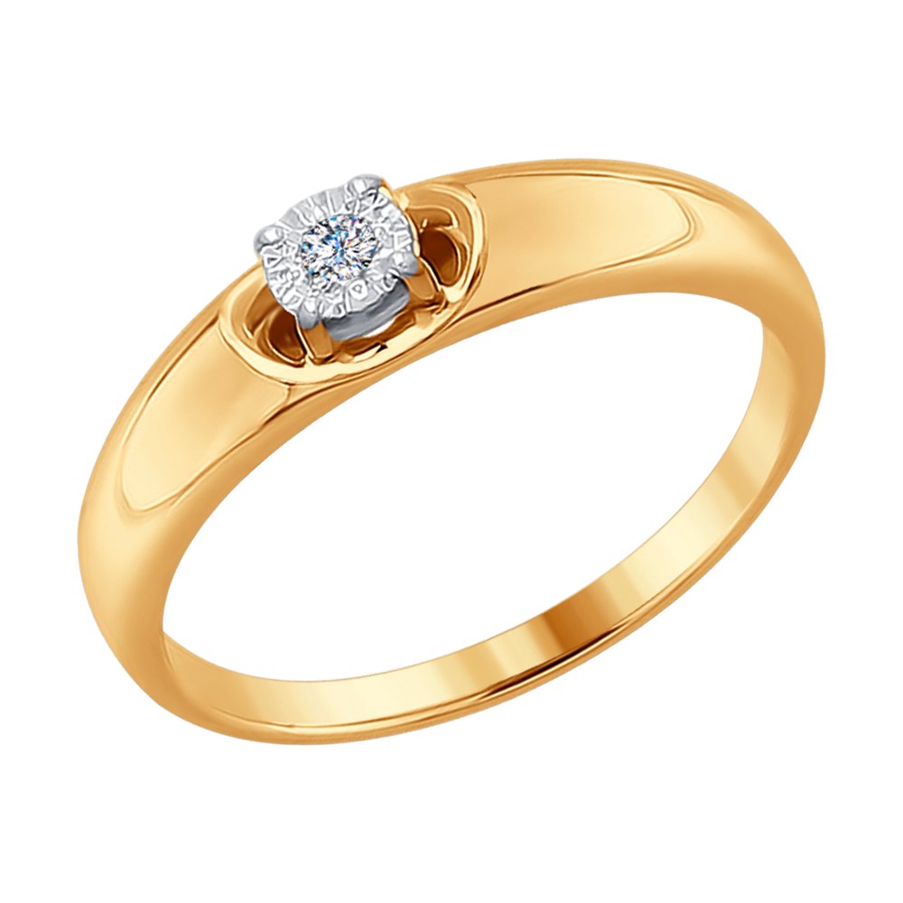 Кольцо из белого золота с бриллиантом Соколов