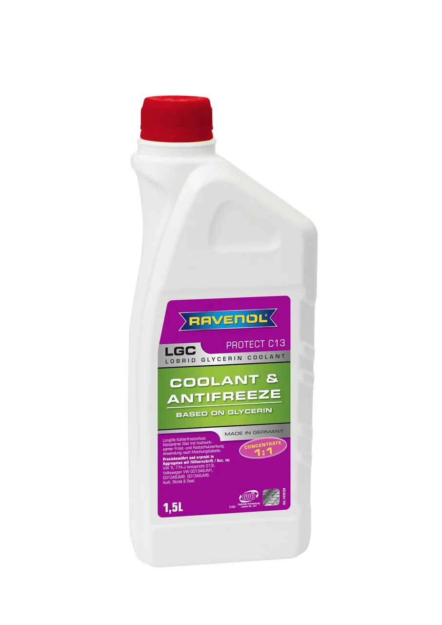 фото Антифриз ravenol lgc lobrid glycerin coolant concentrate (1,5л) концентрат лила