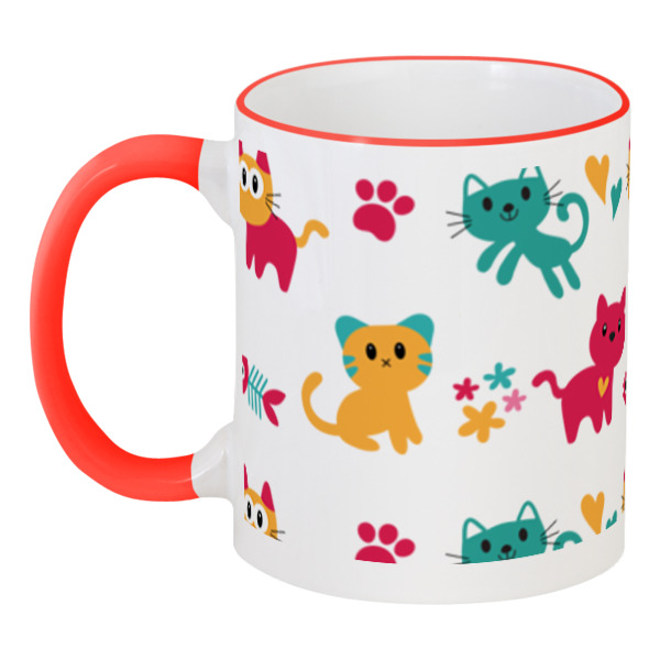 

Кружка Printio с цветной ручкой и ободком Весёлые котята