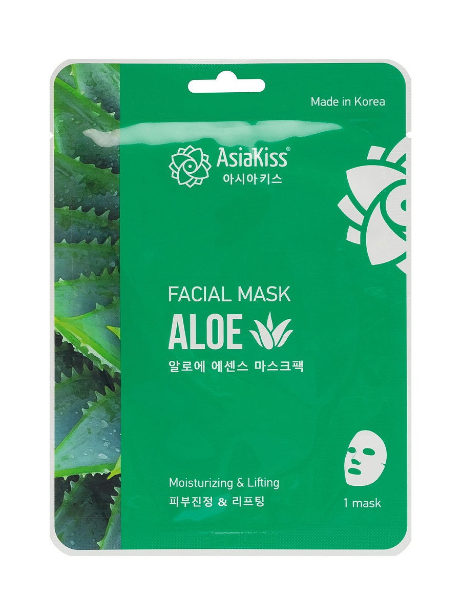 

Маска для лица с экстрактом алое asiakiss aloe essence facial mask