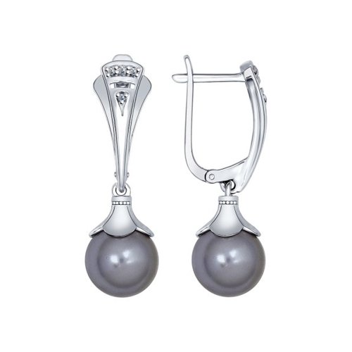 

Серьги женские из серебра SOKOLOV 94022084, жемчуг/фианит, 94022084