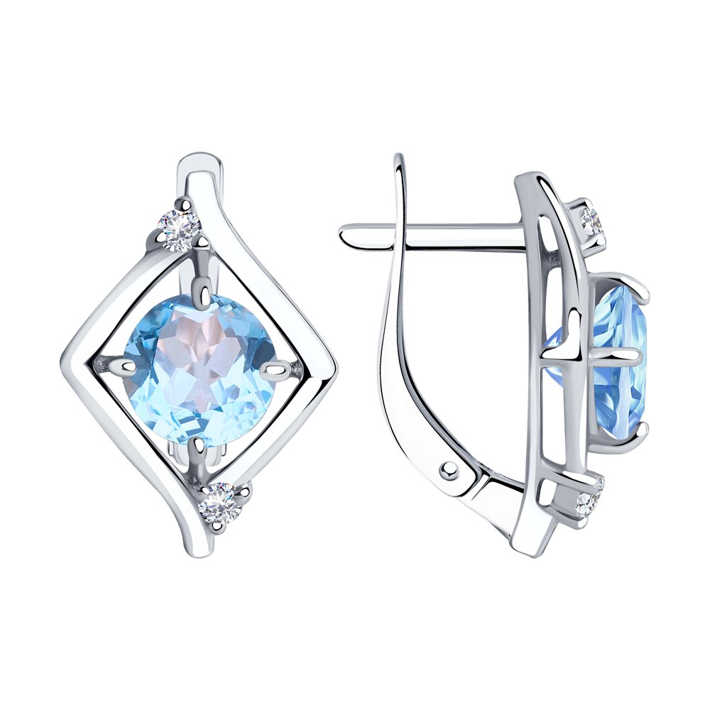 

Серьги из серебра Diamant 94-320-00603-1, топаз/фианит, 94-320-00603-1