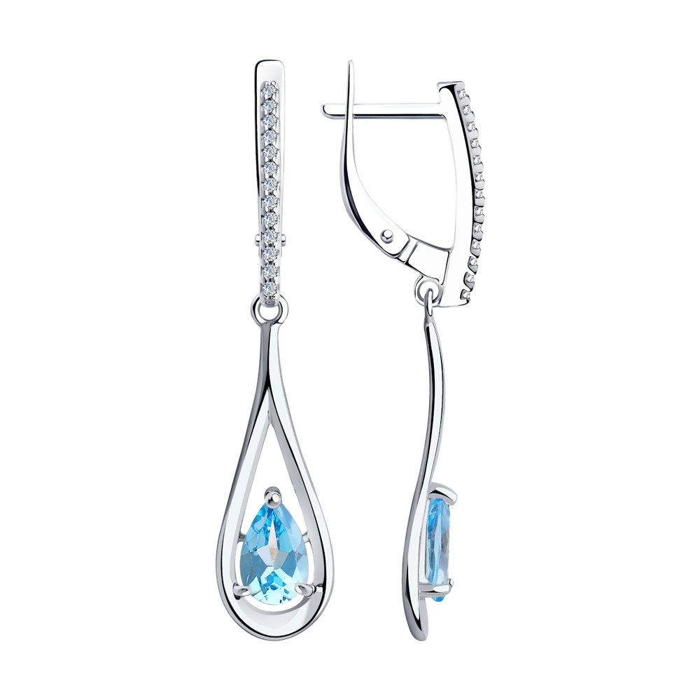

Серьги женские из серебра Diamant 94-321-00526-1, топаз/фианит, 94-321-00526-1