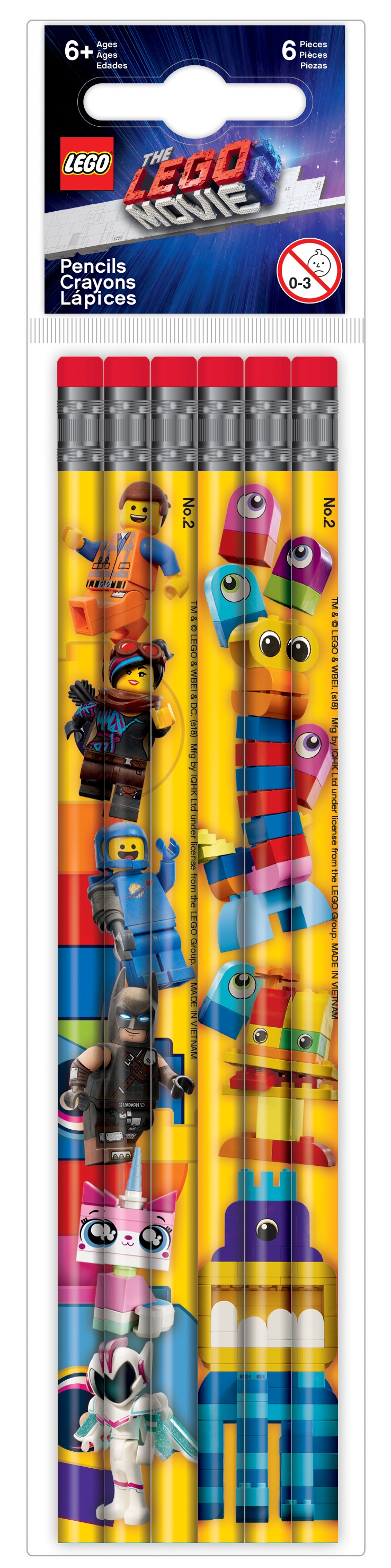 фото Набор простых карандашей с ластиками lego movie 2, 6 шт. lego movie