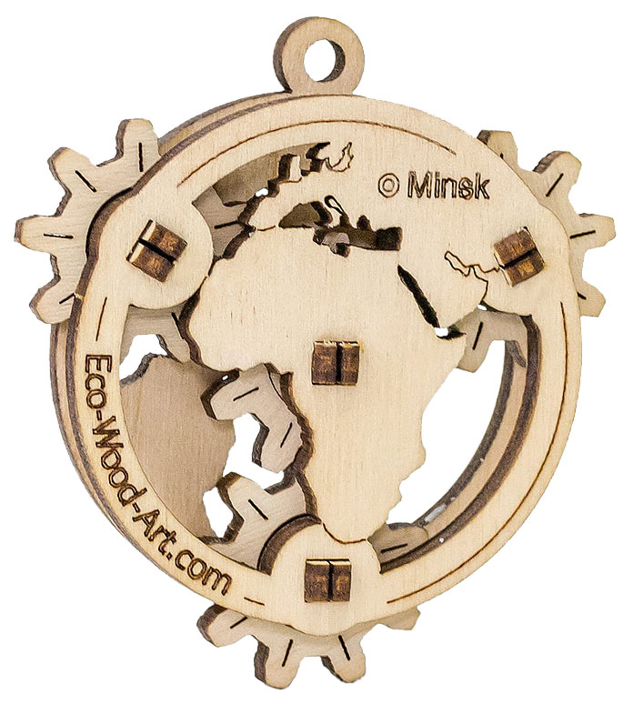 фото Деревянный конструктор-брелок eco wood art эвик: глобус emgl
