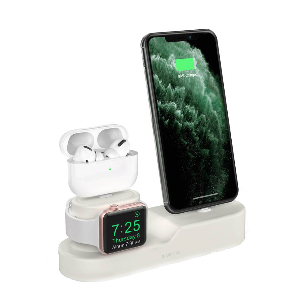 фото Стенд подставка deppa для зарядки apple watch / iphone / airpods, док станция 3-в-1