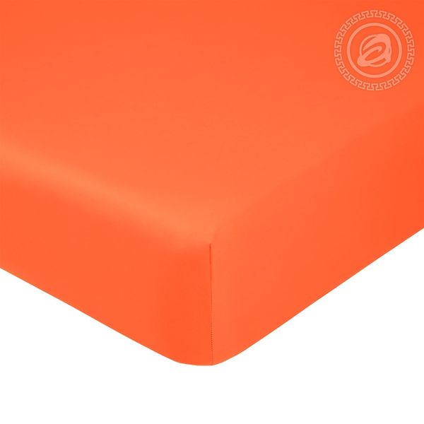 фото Простыня на резинке из сатина оранжевая 160х200х20 артпостель