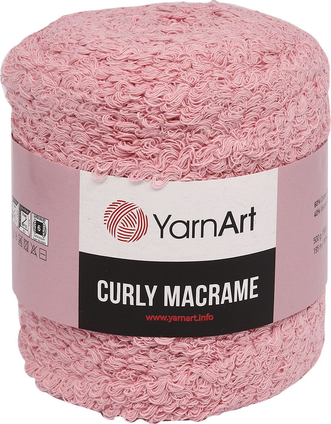 

Пряжа YarnArt Curly Macrame 500г, 195м (хлопок, вискоза) (762 розовый), 2 мотка, Curly Macrame