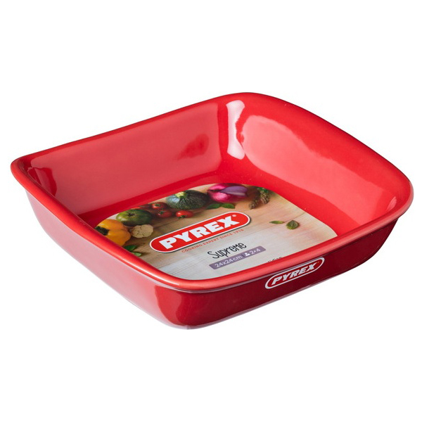 фото Форма для запекания supreme red квадратная 24см керамика pyrex