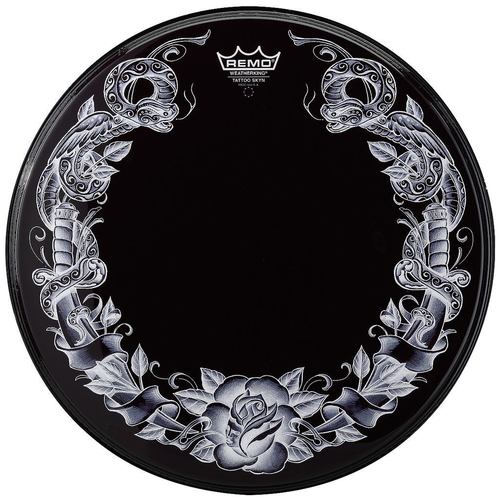 

Пластик для бас-барабана Remo TATTOO SKYN PA-1322-TT-T04, Черный