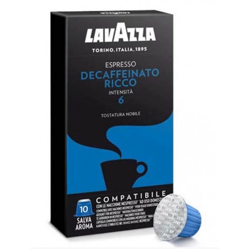 фото Кофе в капсулах nespresso lavazza decaffeinato ricco (декафинато рикко), 10*5 г.