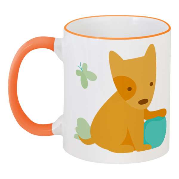 

Кружка Printio с цветной ручкой и ободком Весёлый щенок