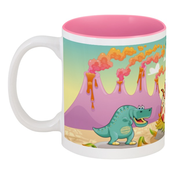 Кружка Printio цветная внутри Забавные динозаврики