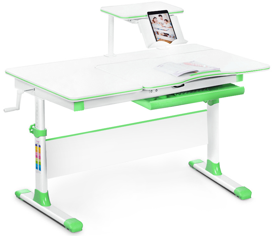 фото Детский стол mealux evo-40 lite белый, цвет кромки: зеленый