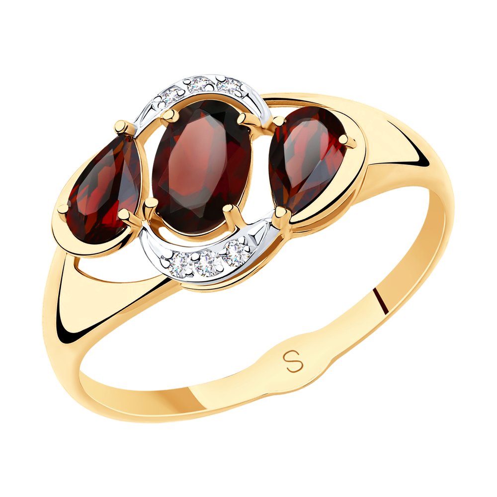 

Кольцо из золота р. 18 SOKOLOV 715511, гранат/фианит, 715511