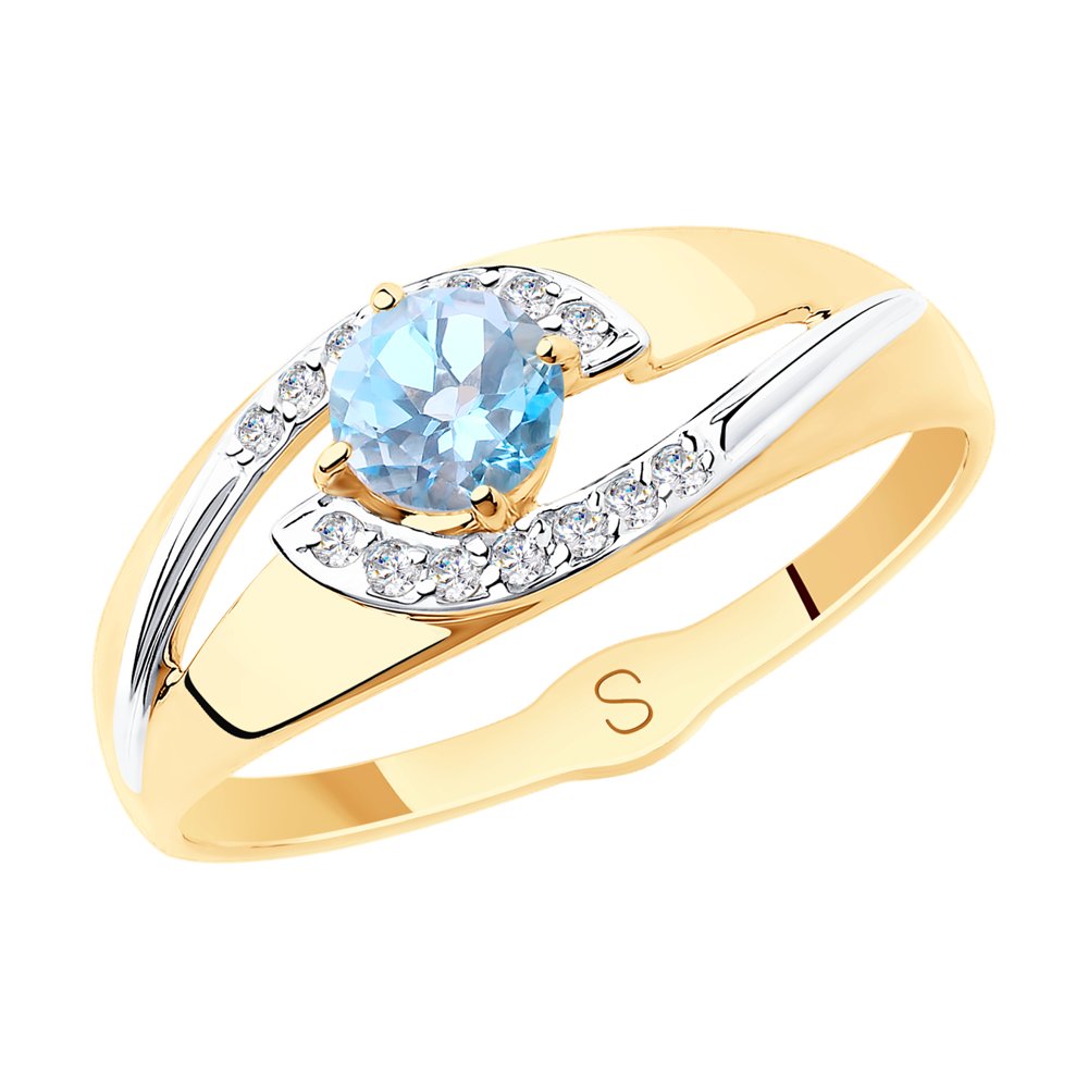 

Кольцо из золота р. 18 SOKOLOV 715564, топаз\фианит, 715564